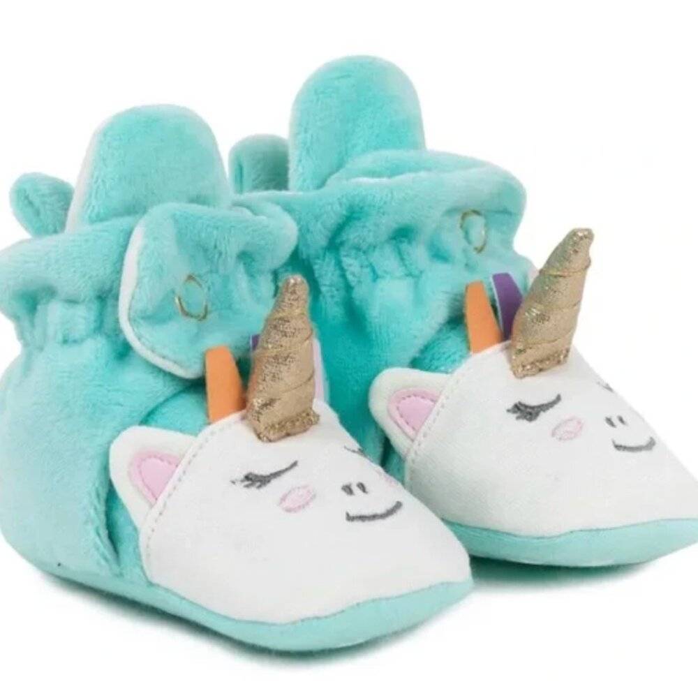 New without tags Robeez 6-12 Teal Unicorn Bootie Slippers
